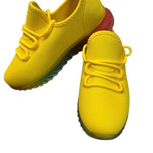WANTED Affinity Kids Yellow Gradient Rainbow Sole Athletic Sneakers Shoes Sz 3